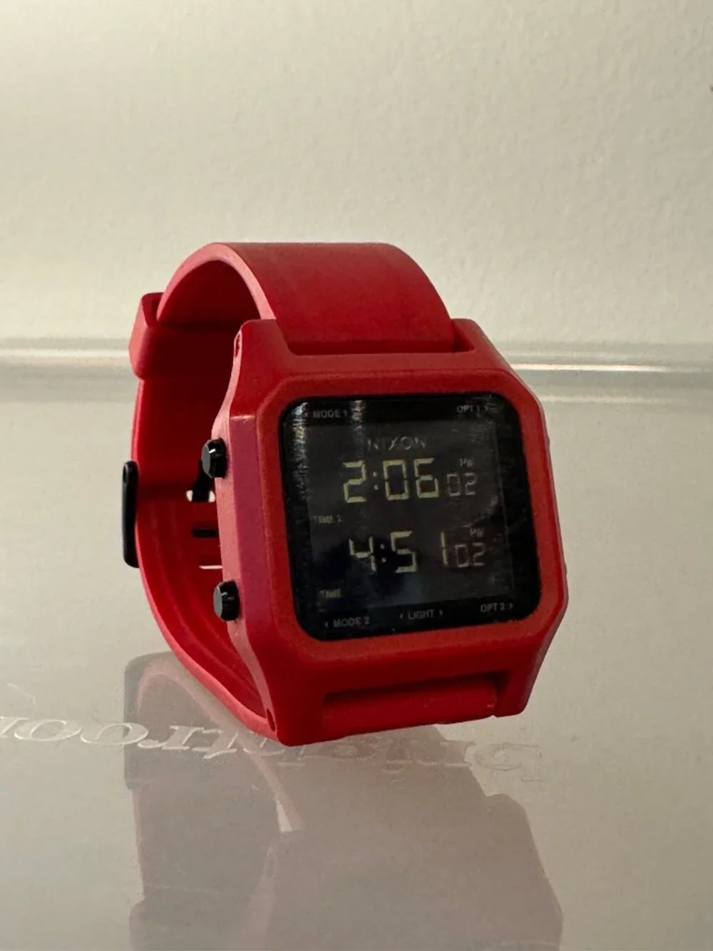 Nixon The Staple Red Digital Watch 100M Dual Time Alarm Chronograph